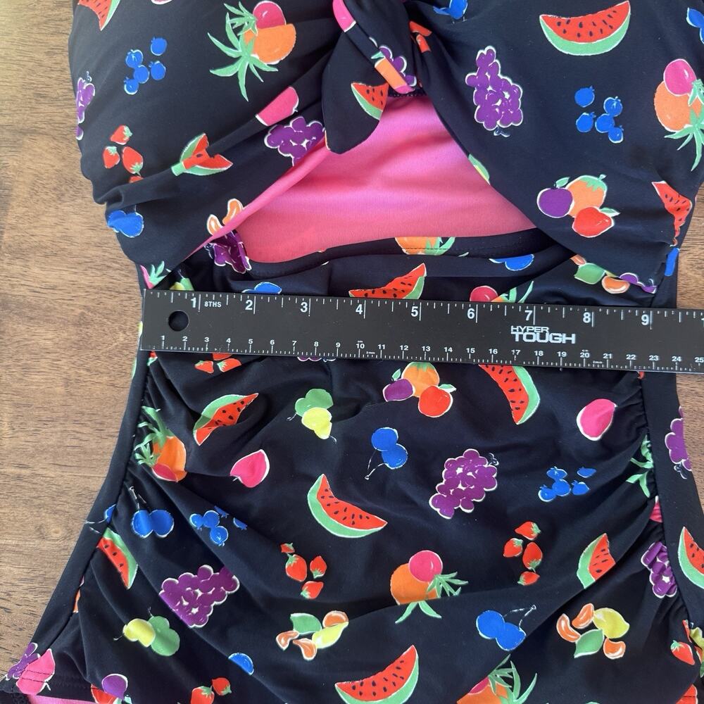 NEW Kate Spade Women’s Bandeau One-Piece Swimsuit Black Fruit Print SMALL - Picture 9 of 11